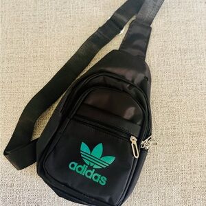 Adidas Black Belt Bag with Green Logo
